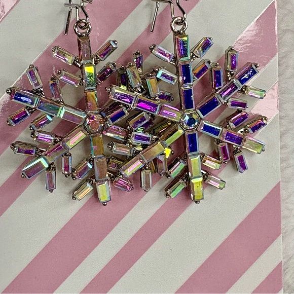 Betsey Johnson Iridescent Snowflake Drop Earrings - Picture 5 of 10